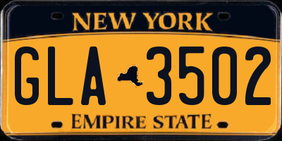 NY license plate GLA3502
