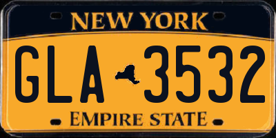 NY license plate GLA3532