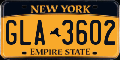 NY license plate GLA3602