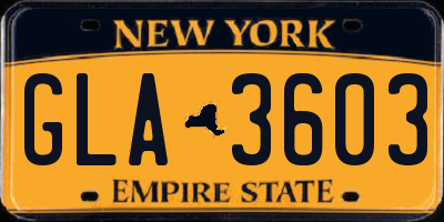 NY license plate GLA3603