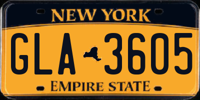 NY license plate GLA3605