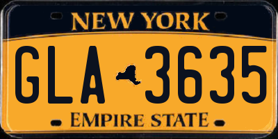 NY license plate GLA3635