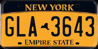 NY license plate GLA3643