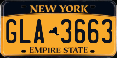 NY license plate GLA3663