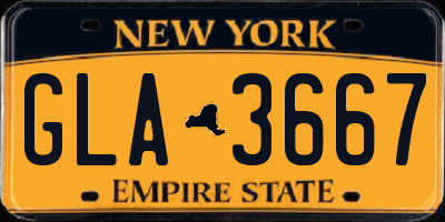 NY license plate GLA3667
