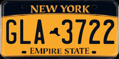 NY license plate GLA3722