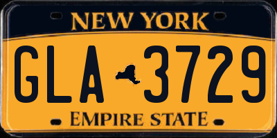 NY license plate GLA3729