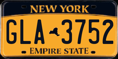 NY license plate GLA3752