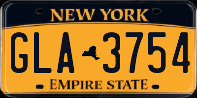 NY license plate GLA3754
