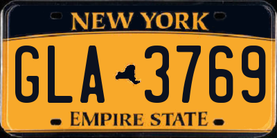 NY license plate GLA3769