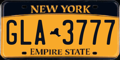 NY license plate GLA3777