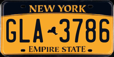 NY license plate GLA3786
