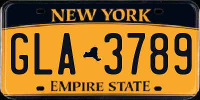 NY license plate GLA3789
