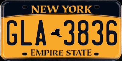 NY license plate GLA3836