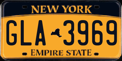 NY license plate GLA3969