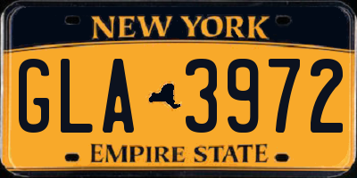 NY license plate GLA3972
