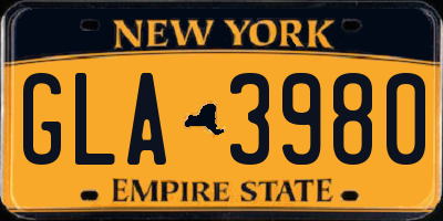 NY license plate GLA3980