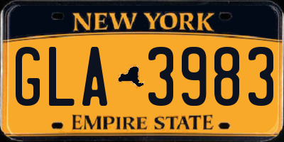 NY license plate GLA3983