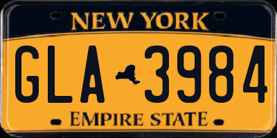 NY license plate GLA3984