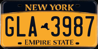 NY license plate GLA3987