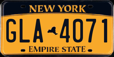 NY license plate GLA4071