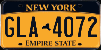 NY license plate GLA4072