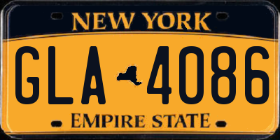 NY license plate GLA4086