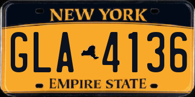 NY license plate GLA4136