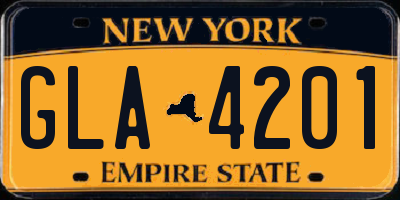 NY license plate GLA4201