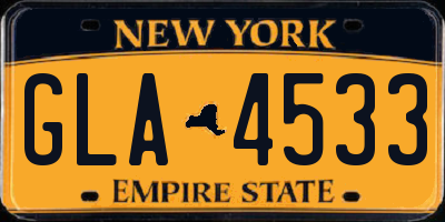 NY license plate GLA4533