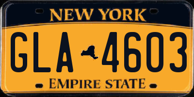 NY license plate GLA4603