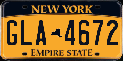 NY license plate GLA4672
