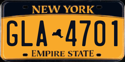 NY license plate GLA4701