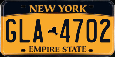NY license plate GLA4702