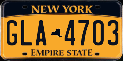 NY license plate GLA4703