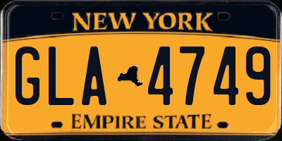 NY license plate GLA4749