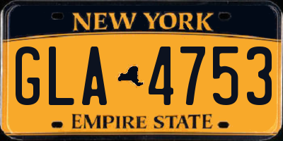 NY license plate GLA4753