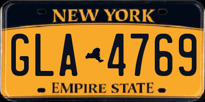 NY license plate GLA4769