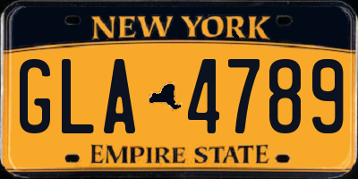 NY license plate GLA4789
