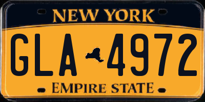 NY license plate GLA4972