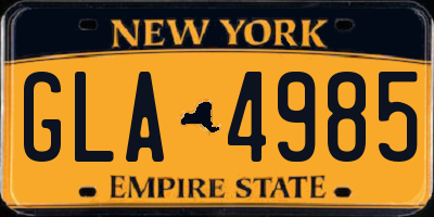 NY license plate GLA4985