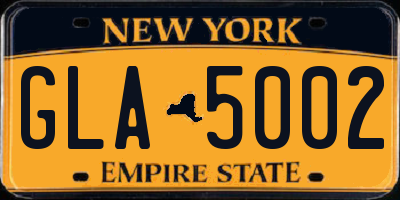 NY license plate GLA5002