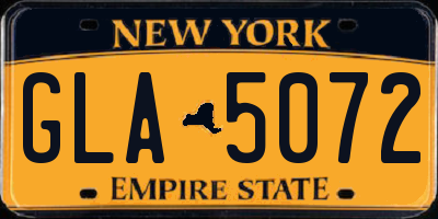 NY license plate GLA5072