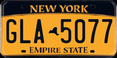 NY license plate GLA5077