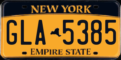 NY license plate GLA5385