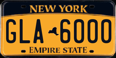 NY license plate GLA6000