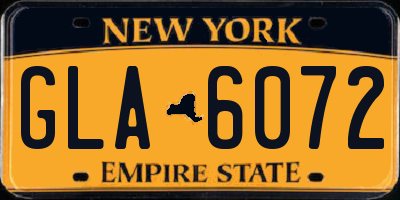 NY license plate GLA6072