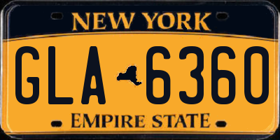 NY license plate GLA6360