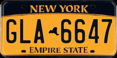 NY license plate GLA6647