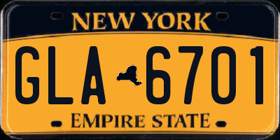 NY license plate GLA6701